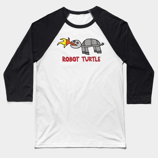 Robot Turtle Baseball T-Shirt by Little Tiny Spark